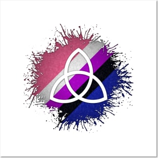 Paint Splatter Gender Fluid Pride Flag Triquetra Symbol Posters and Art